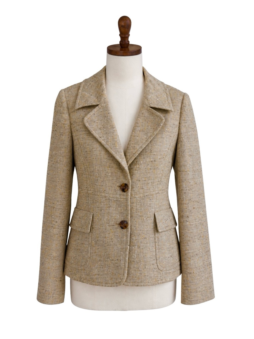 Valentino Roma Beige Tweed Two‑Button Blazer, Size 10